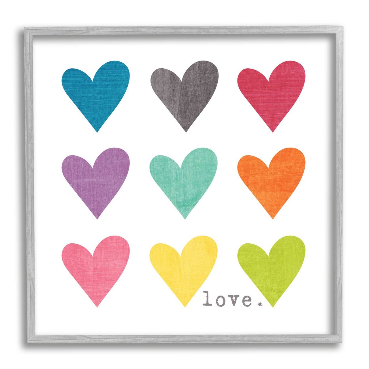 Stupell Industries Watercolor Cute Hearts Love Framed Wall Art